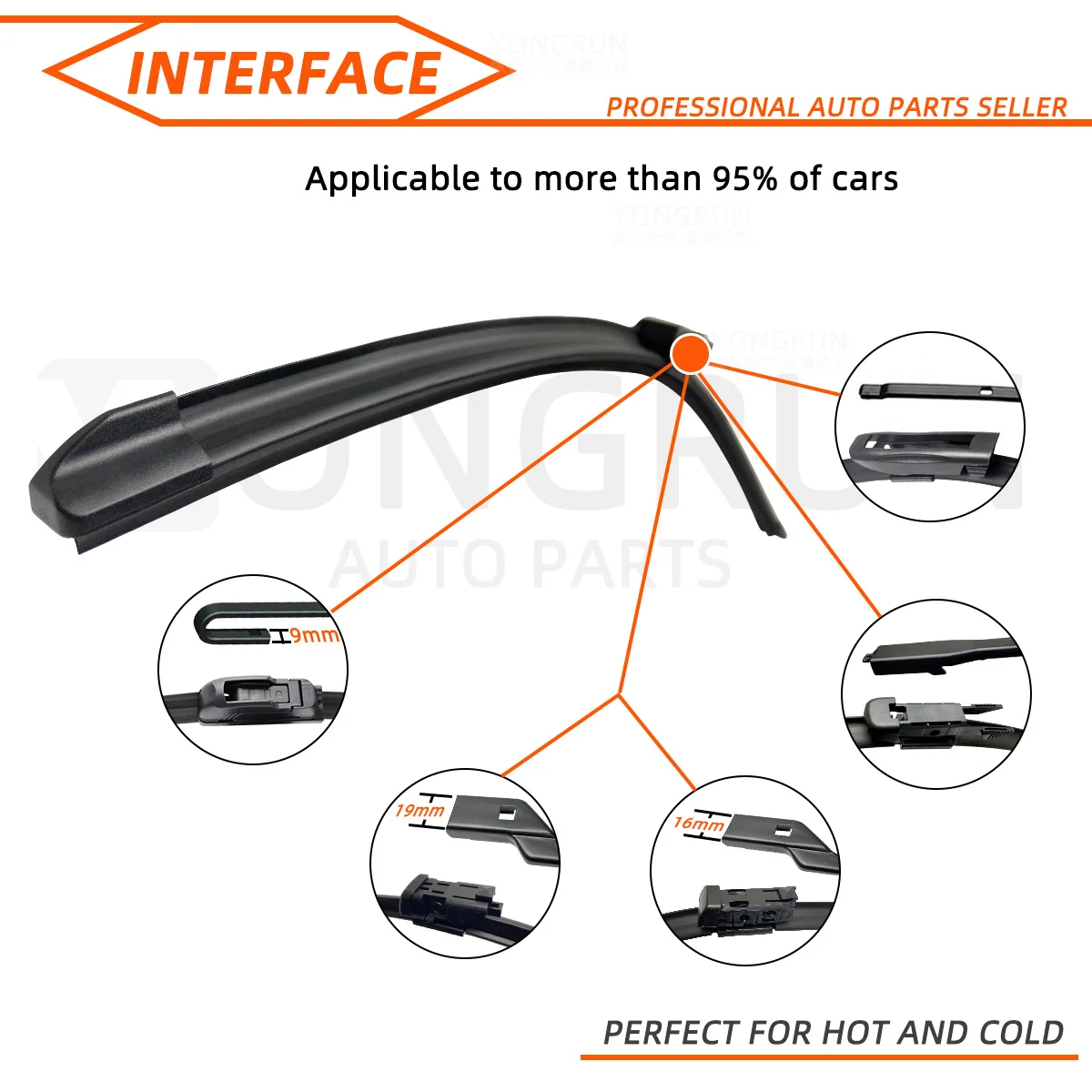 Escobilla de limpiaparabrisas delantero, accesorio Universal de goma genérica para parabrisas de coche, 14 a 28 pulgadas, OEM, bloqueo superior, gancho J, 1 unidad