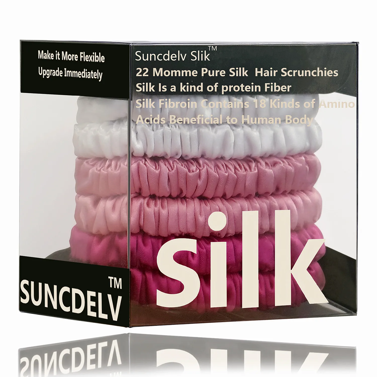 100% Silk Hair Scrunchies Silk Hair Ties Hairbands Skinny Ponytail Holders Hair Care Accessories 6pcs Box Hair Care