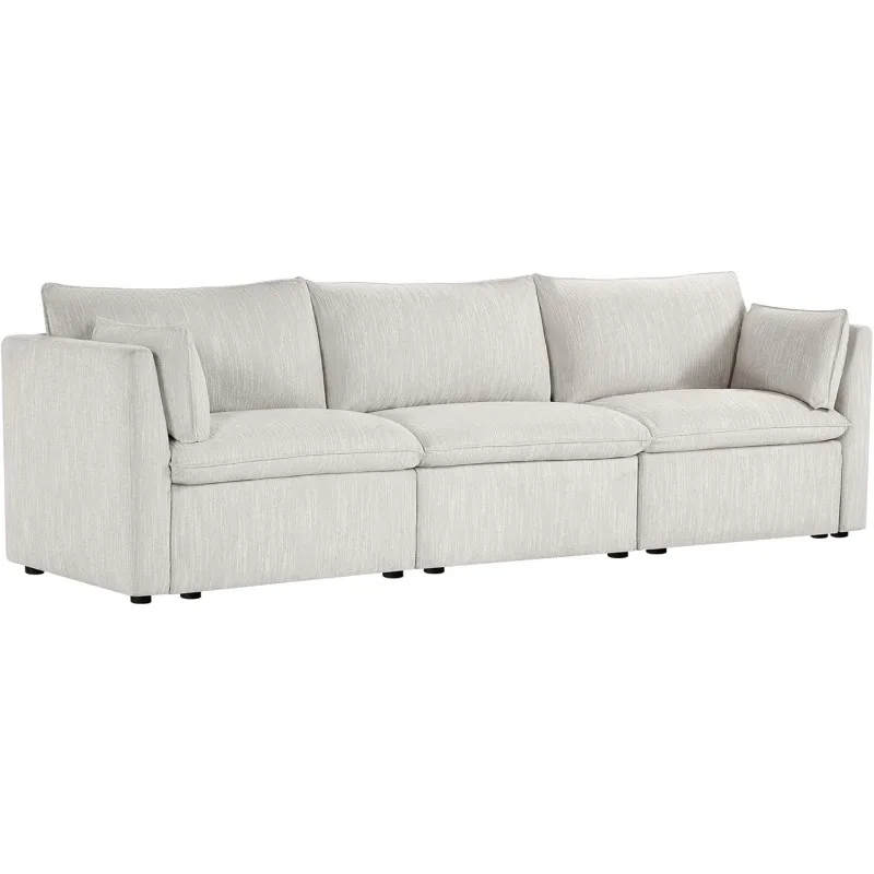 Sectional Modular Down Filled Sofa, Comfty Feather 3 Seat Cloud Couch, FSC Certified Modern Deep Seat Sectional for Living Room