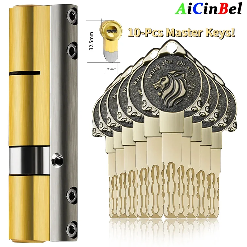 

High Quality European Standard Lock Cylinder,Super C class Anti-theft Core of the Door Universal Cylinder 10-pcs Master Keys