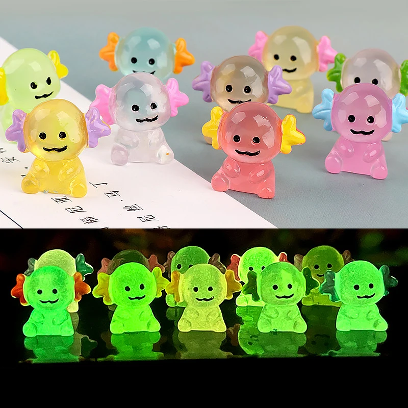 

1Pcs Noctilucent Hexagonal Dinosaur Baby Figurines Mini Cartoon Resin Car DIY Ornaments Toys Glowing Micro Landscape Decoration