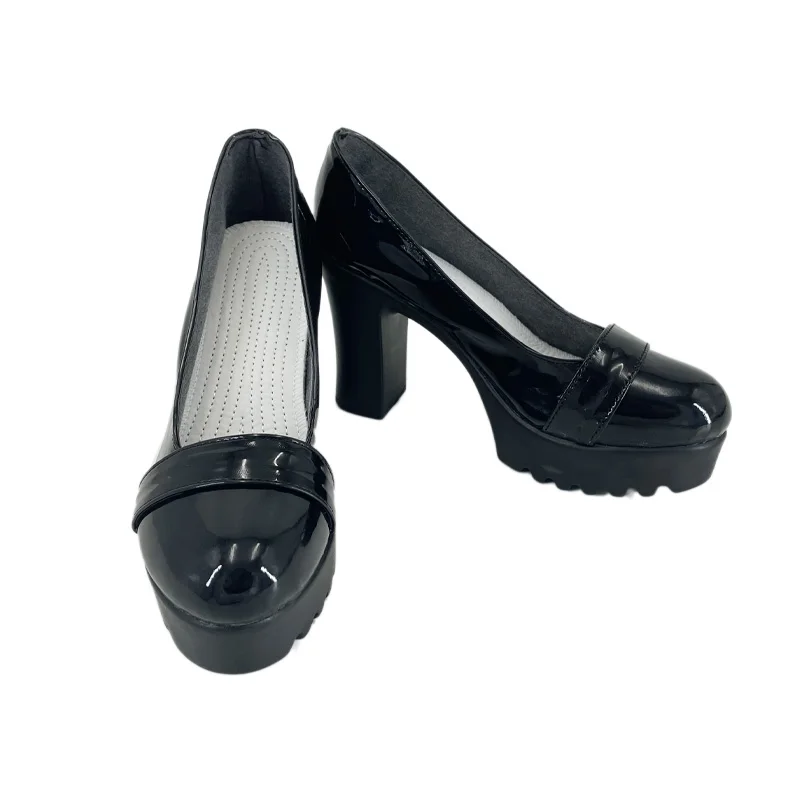 Anime EVA Personaggio Asuka Langley Soryu Scarpe Cosplay Scarpe col tacco alto nere fatte a mano Scarpe da locomotiva in ecopelle