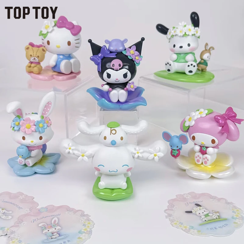 Mainan Dekorasi TOPTOY Sanrio Karakter Seri Bunga Musim Semi Trendy Blind Box Lucu Hello Kitty Kuromi Cinnamoroll Asli