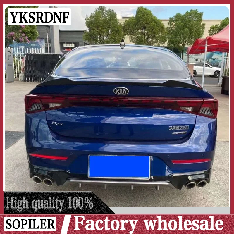 For KIA K5 optima 2020 2021 spoiler High ABS Plastic Gloosy Black Rear Trunk Boot Lip Spoiler Car Tail Wing Decoration V Style