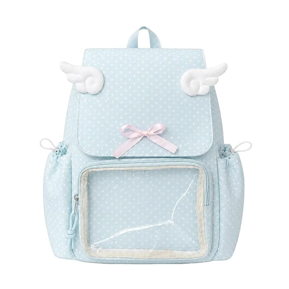 Polka Dot Polka Dot Bow Backpack Bow Double Shoulder Straps Student Backpack Large Capacity Japanese Style Travel Bag