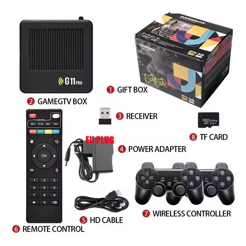 G11 Pro Game Box 4K HD TV Game Stick Video Game Console 128G مدمج في 40000 ألعاب ريترو مشغل ألعاب محمول لوحة ألعاب لاسلكية