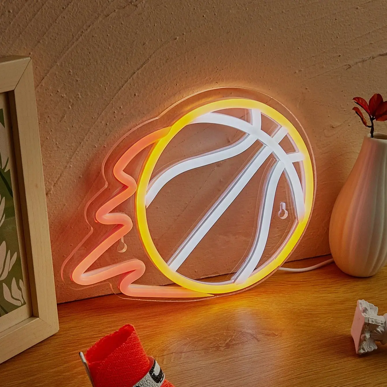 Chi-buy LED Neon Basketball USB Powered Neon Signs Night Light 3D Wall Art & Game Room Bedroom Living Room Decor Lamp Signs