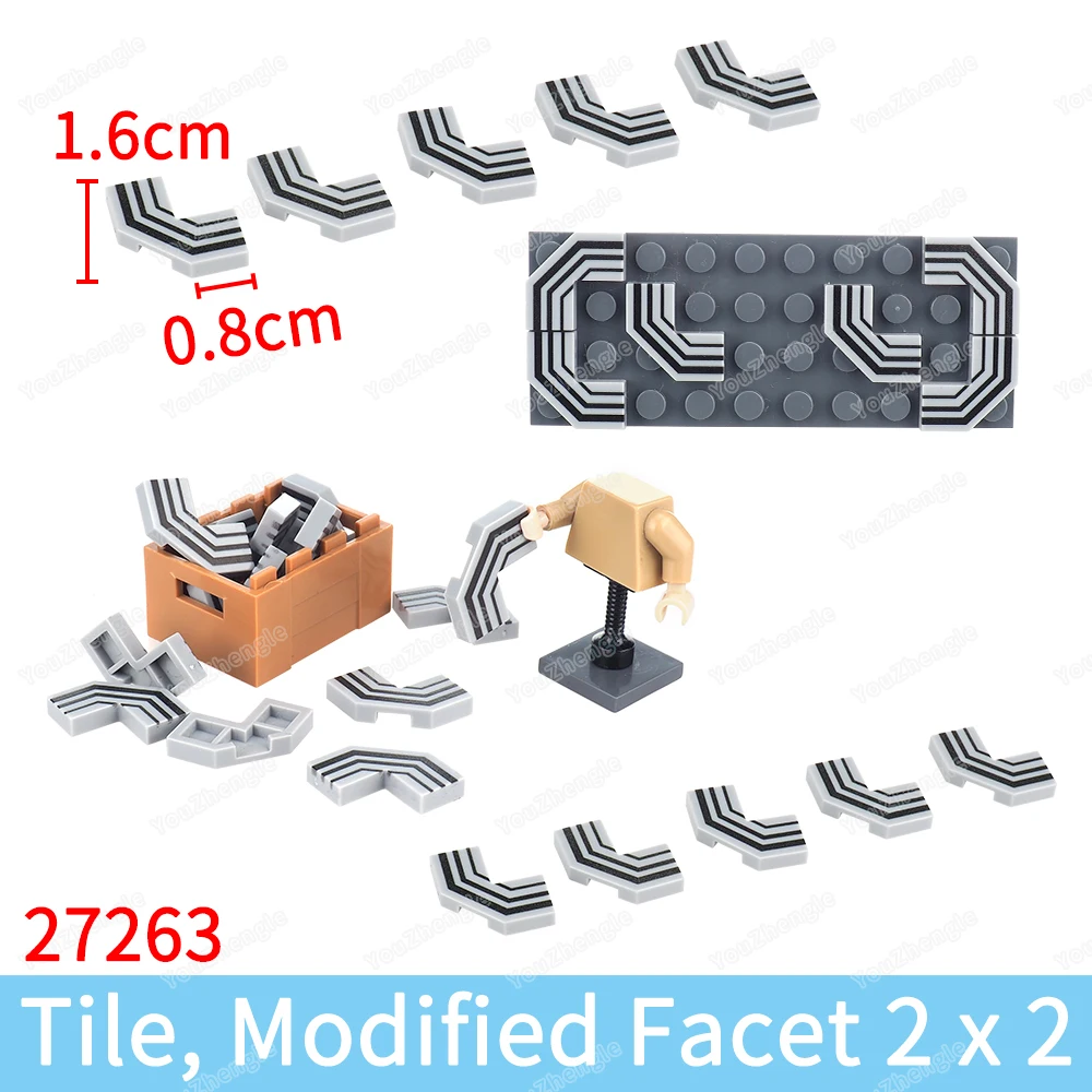 27263 Bevel Corner Black Line Pattern Building Block Modified Facet Tiles Printed MOC figures Military Scene Model Gift Boy Toys