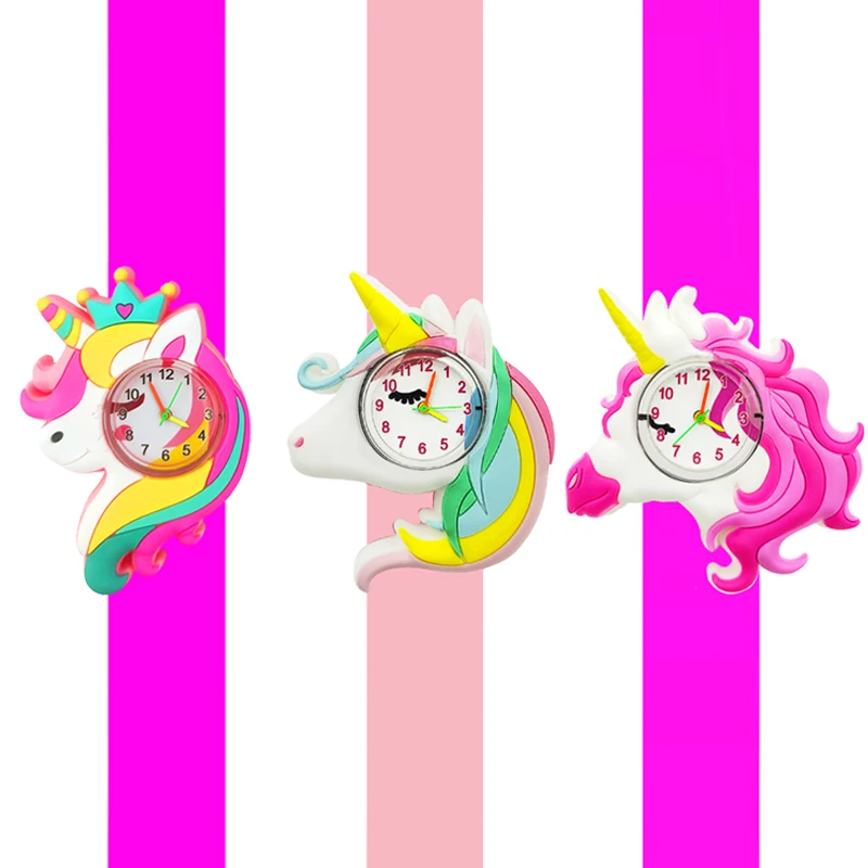 Baby Watch 3D Cartoon Unicorn Kids Birthday Gift Girl Boy Children Watches Study Time Toy Clock Free Spare Battery