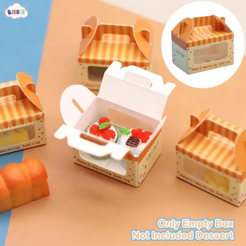 New 1set 1:12 Dollhouse Miniature paper Dessert Box Cake Toast Packing Box Afternoon Tea Model Doll House Decor Toy(Only Box)