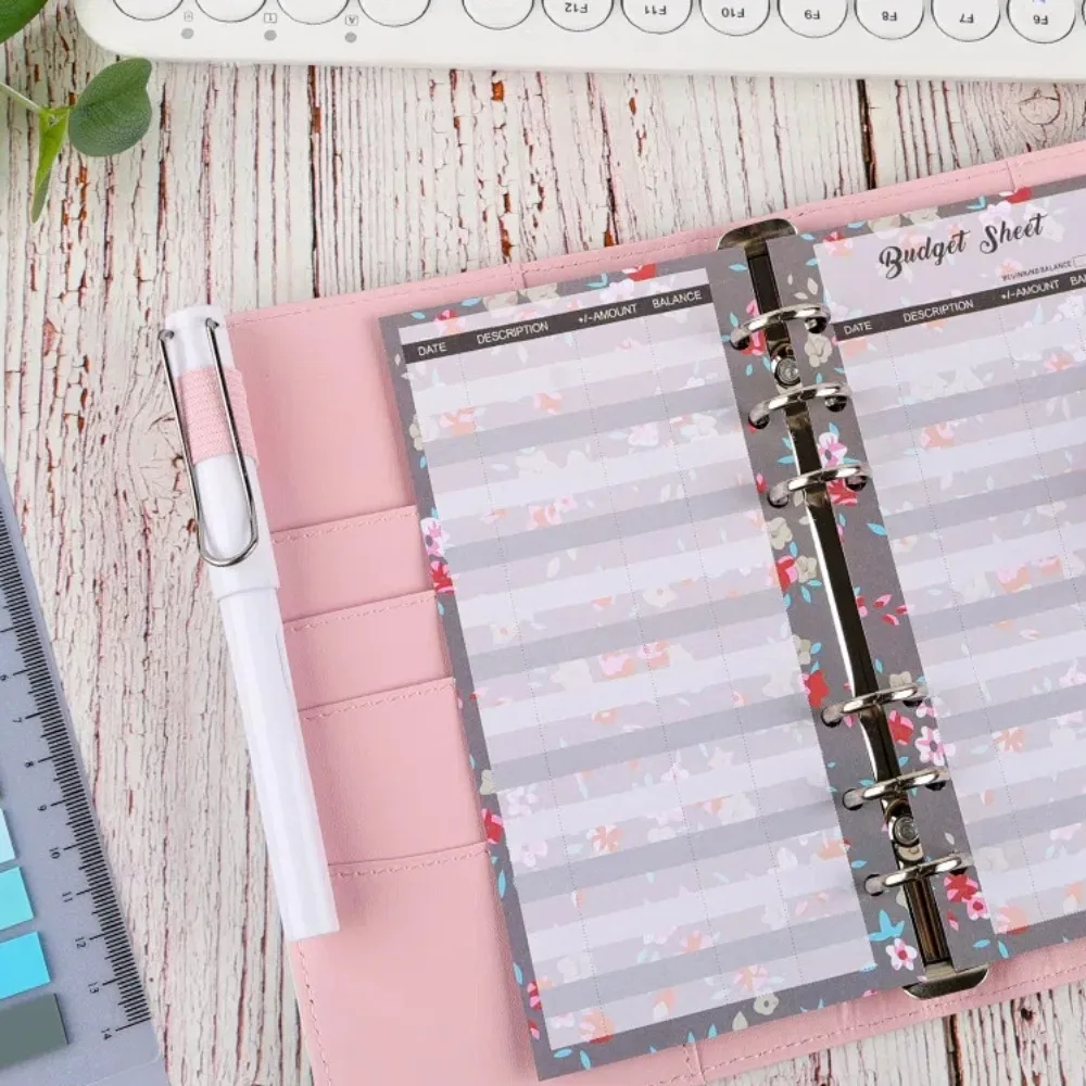 12Sheets A6 Loose Leaf Refill Budget Paper Flower Fruit Pattern Expense Tracker Refill Binder Paper Budget Binder Paper Refill