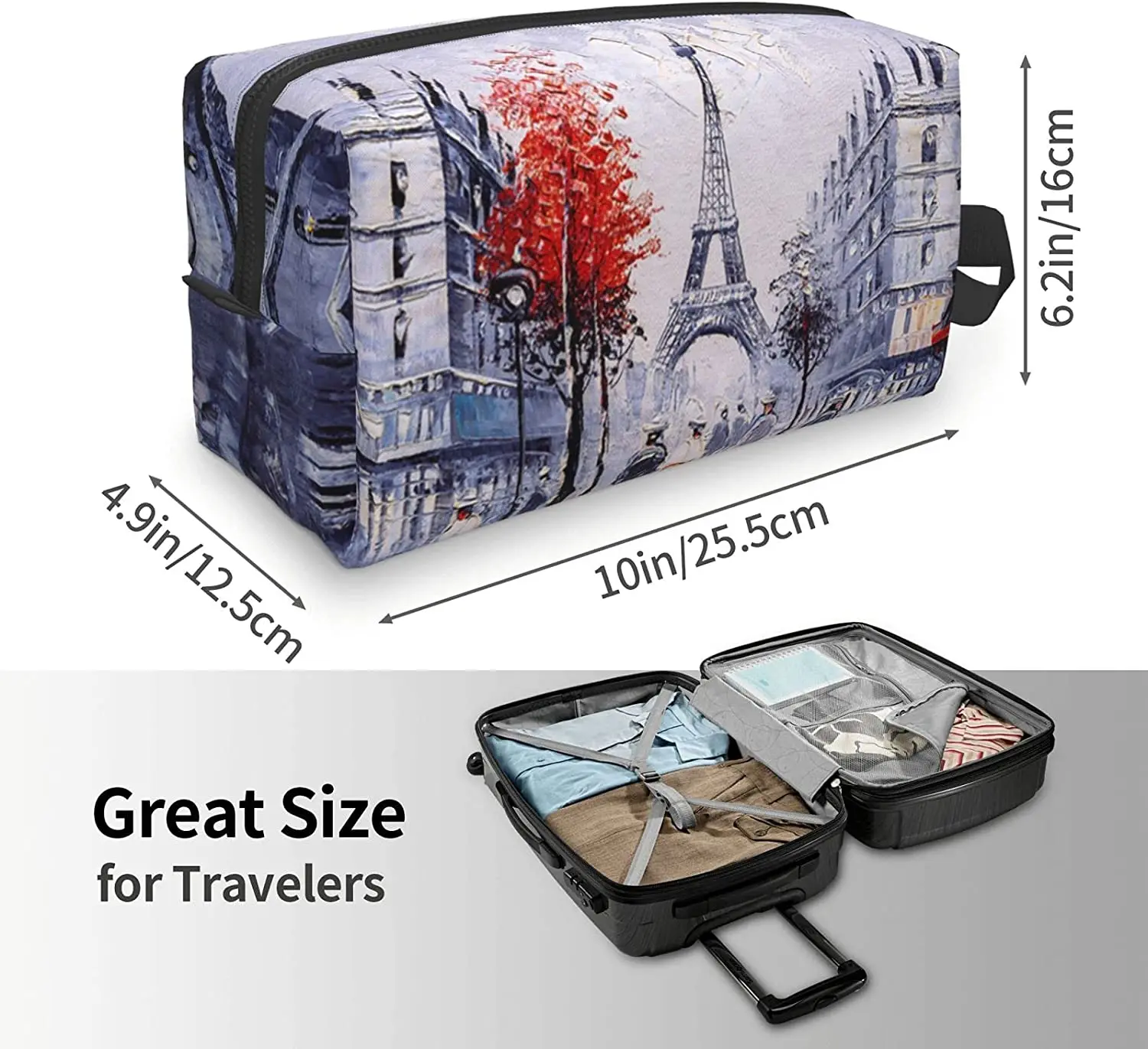 Paris Eiffel Tower Travel Toiletry Bag Makeup Cosmetic Bags Pouch large Accessories for Women Girls Gifts Waterproof Zipper