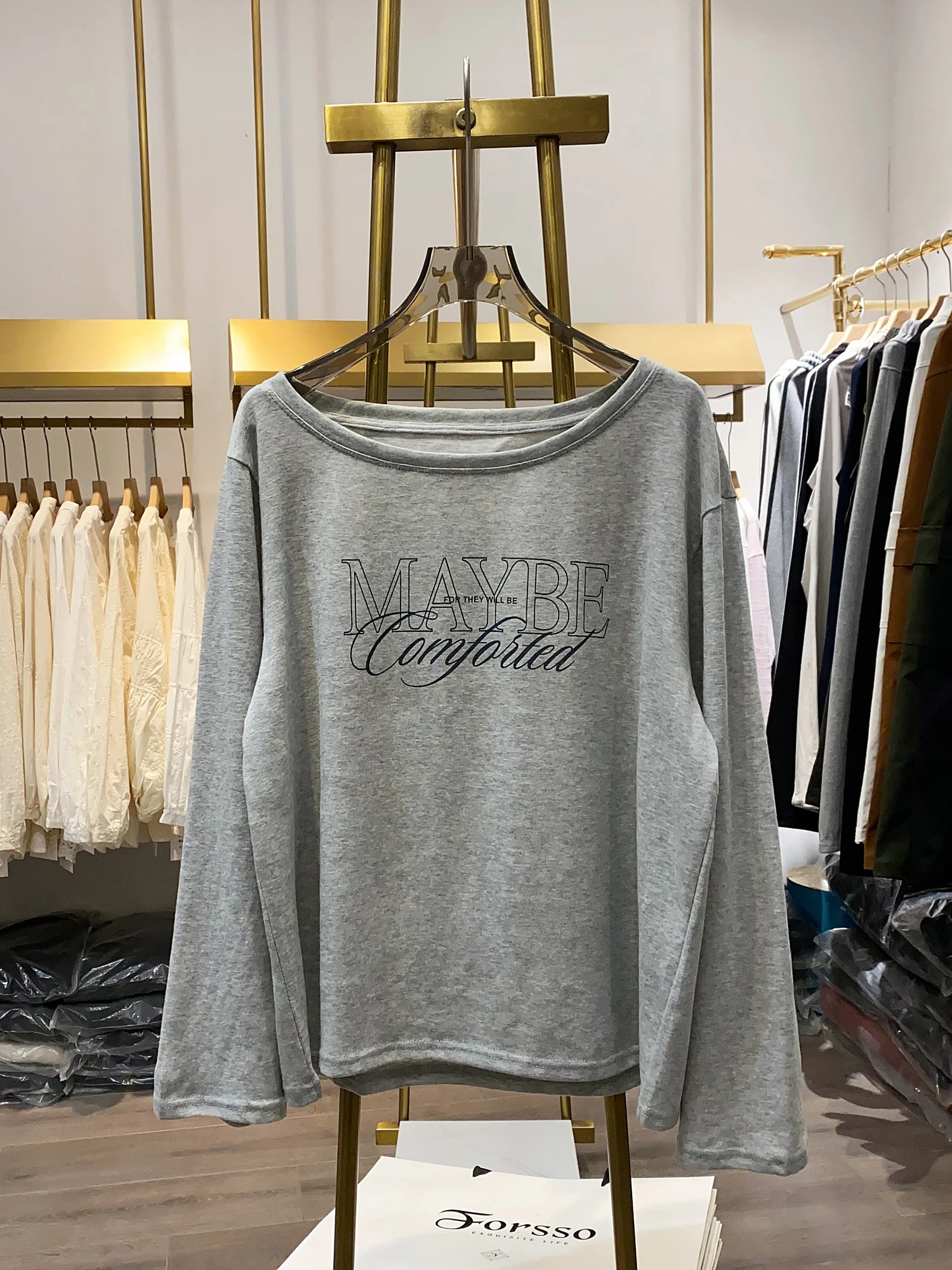T-shirt Long Sve pour femmes, ample, coréen, décontracté, avec lettres imprimées, polyvalent, vêtements de saison d'automne