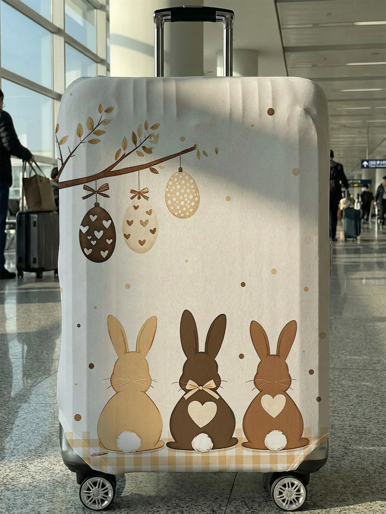 

Beige Base Easter Bunny Egg Back Luggage Cover, Suitable for 18-32 Inch Luggage Cover, Luggage Handle Glove, Travel Accessories