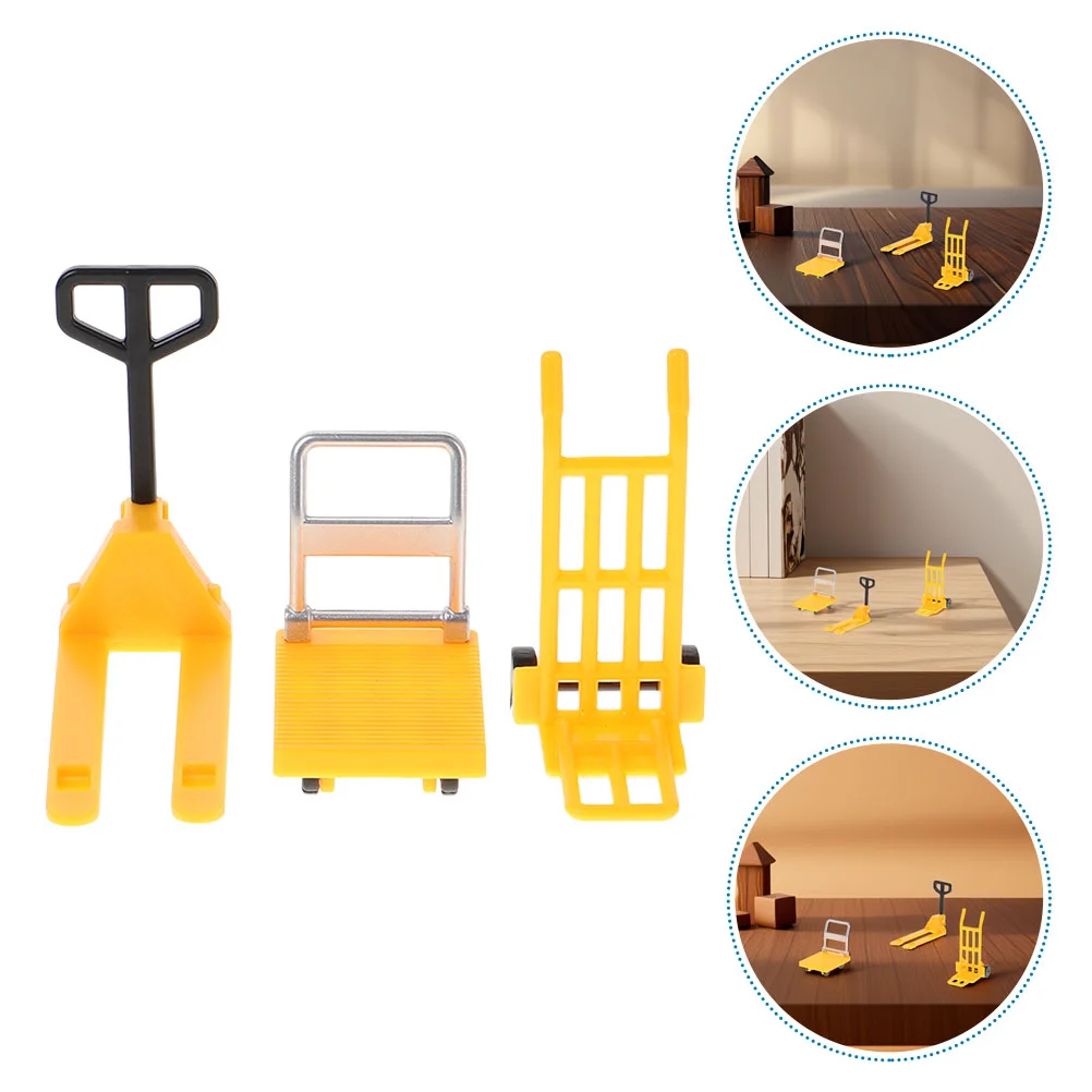 

9PCS Miniature Model Toy Traffic Barricade Small Landscaping Yellow Hand Pulley Child Road Parking Props Teaching Aid