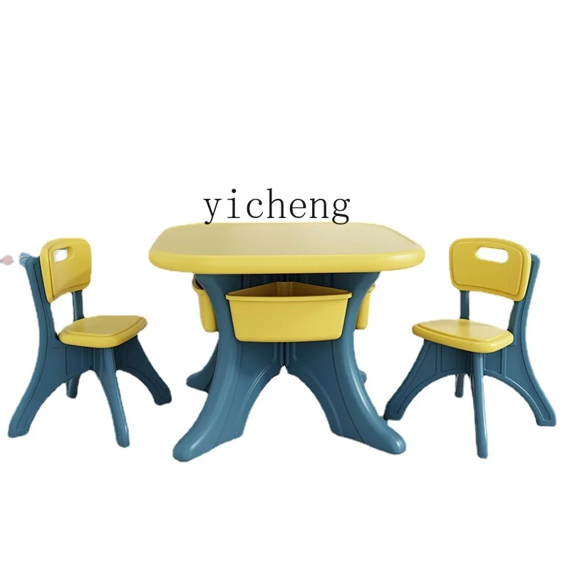 

Yy Study Table Children's Tables and Chairs Set Plastic Kindergarten Learning Writing Desk Household