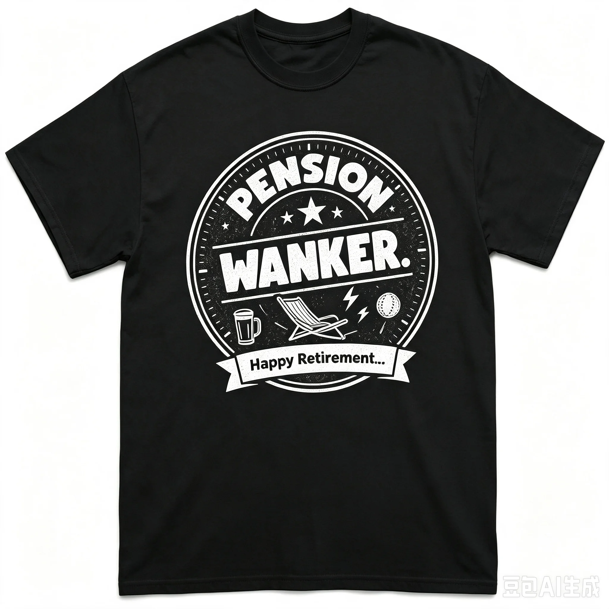 Men Funny Pension Wanker Retirement Graphic T‑Shirt Happy Retirement Humor Gift Casual Short Sleeve Tee