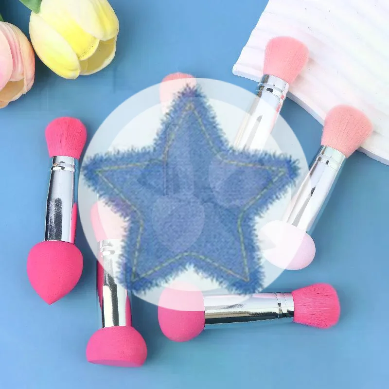 3 قطعة 2 In1 مزدوج الرأس الإسفنج رئيس فرشاة ماكياج صغيرة محمولة رقيق أحمر الخدود فرشاة السيدات الجمال أداة'