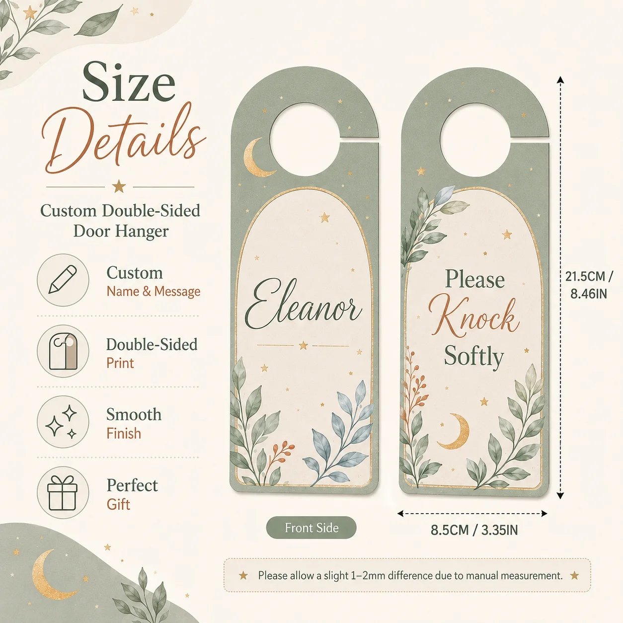 Custom Double-Sided Door Hanger Personalized Door Knob Sign PVC Hanging Tag Do Not Disturb Please Knock Hotel Home Office Decor