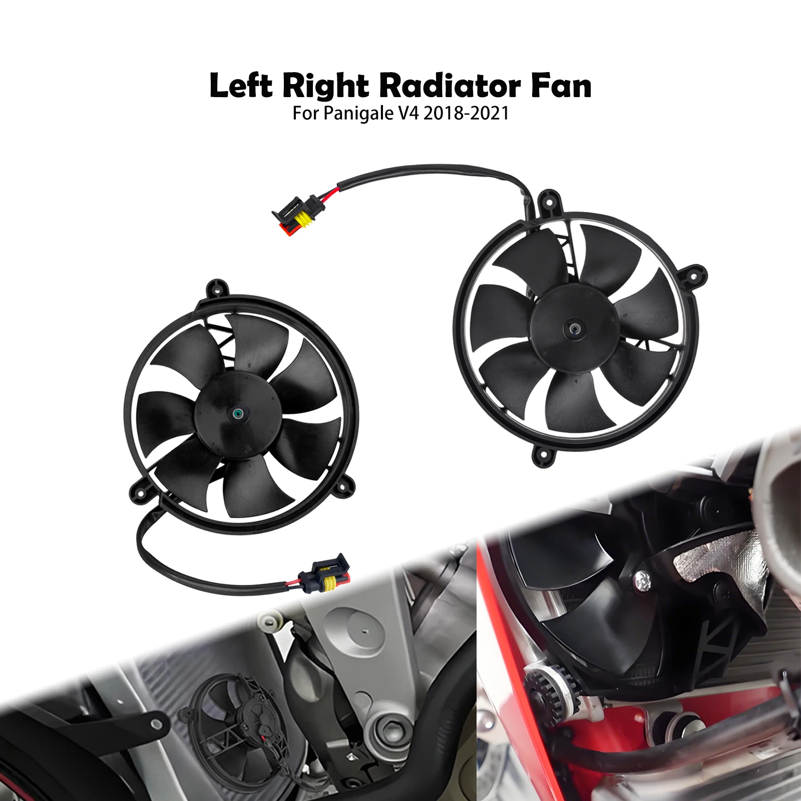

Motorcycle Radiator Cooling Fan Left Right CoolFlow Electric Black Plastic For Panigale V4 2018 2019 2020 2021 Engine Cooler Fan