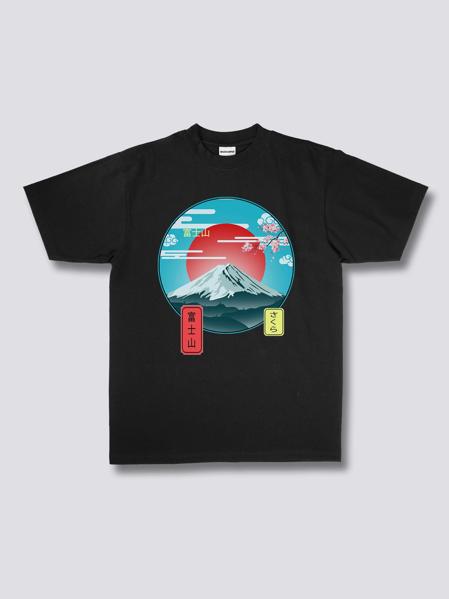 2026 T-shirt Men's Street Clothing Japanese Mount Fuji Pattern T-shirt Neutral Casual White Cotton Women T-shirt Top