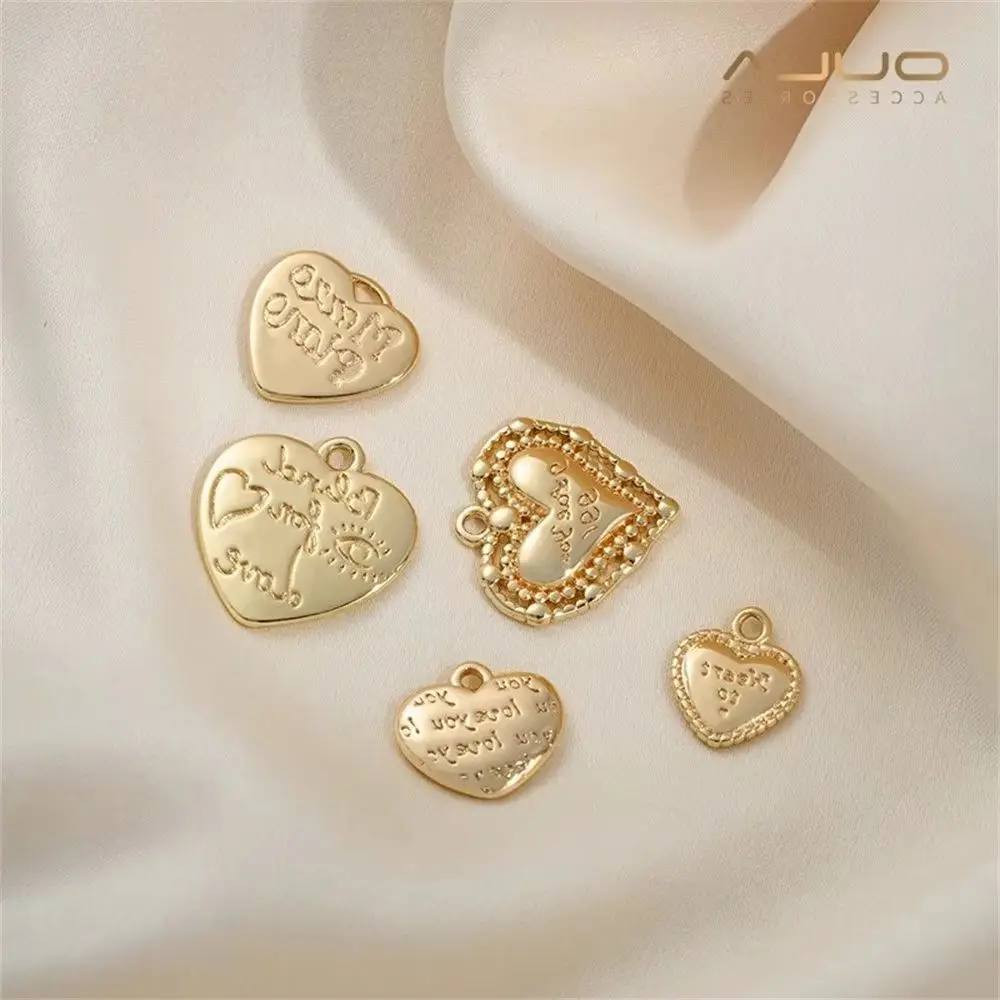 

14K Gold-plated Fashionable European American Style English Letter Heart Pendant, Heart Pendant, Diy Bracelet Necklace Pendant