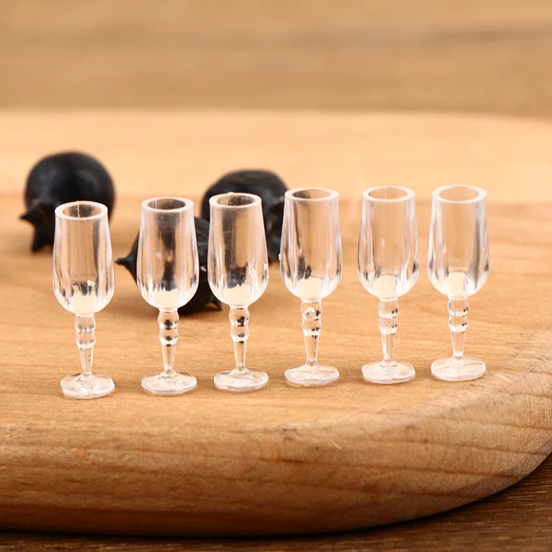 6Pcs 1/12 Dollhouse Miniature Wine Glass Mini Goblet Cup Toy for ob11 bjd Blythe Decoration Doll House Accessories