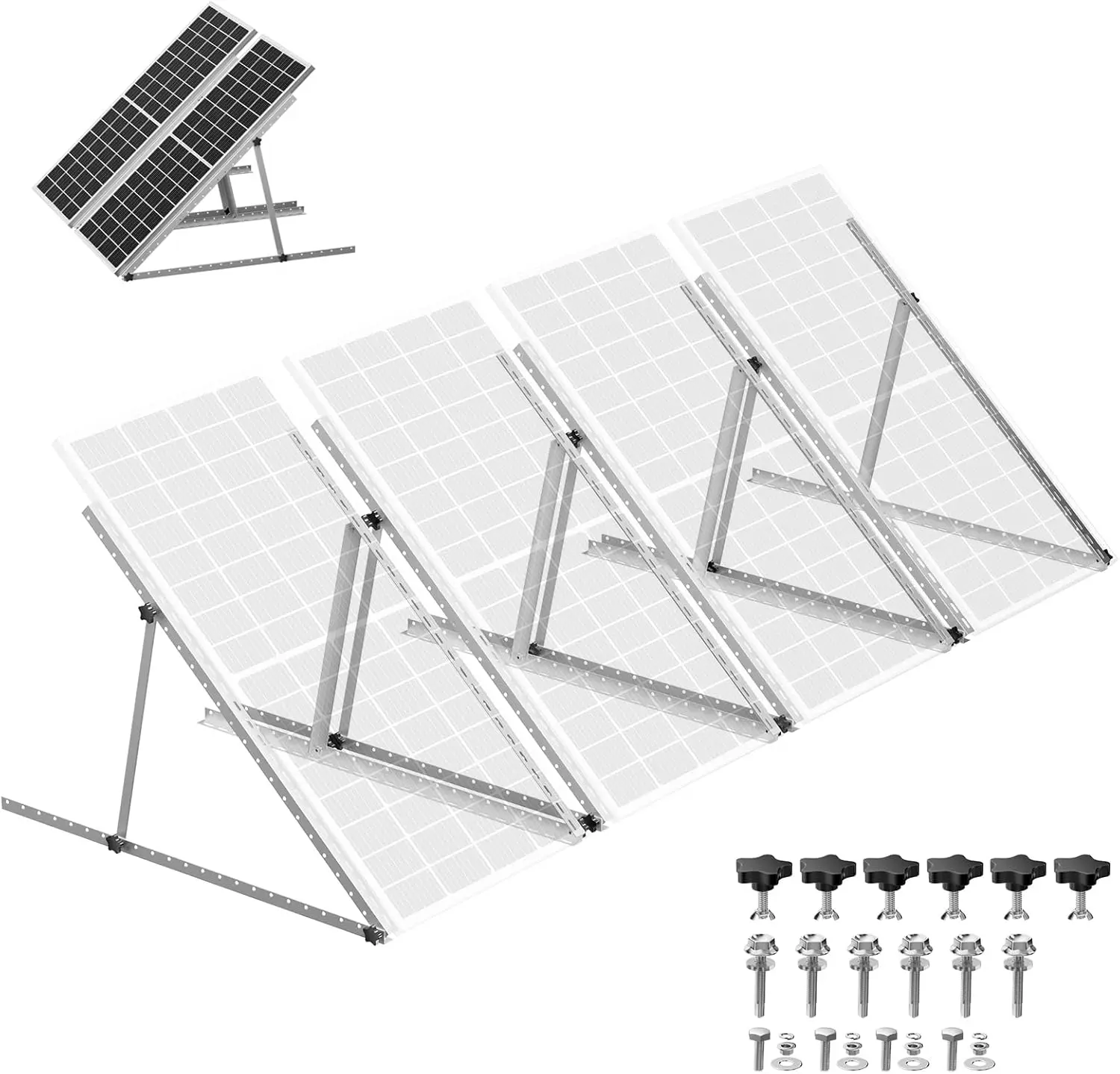 RVPOZWER 45 Zoll Verstellbare Solarmodul-Neigungshalterungen 1/2/4 Sets Faltbare Neigungsstützen Schwerlast-Stützrahmen für Netzunabhängige Stromsysteme Dachinstallation für Wohnmobile, Anhänger,