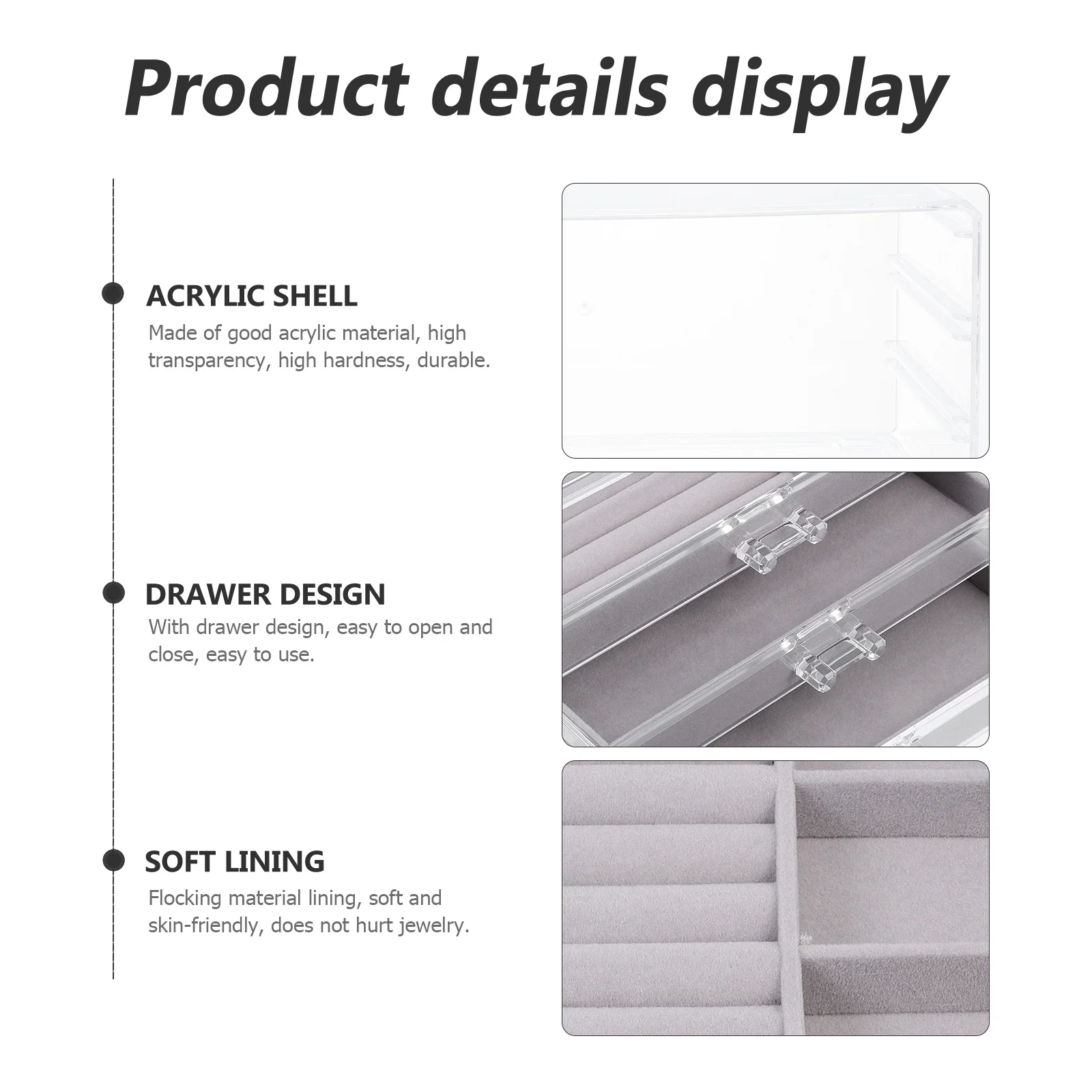 Jewelry Box Transparent Acrylic Drawer Multi-Function Desktop Organizer For Home Jewelry Storage Trinket Accessory Display