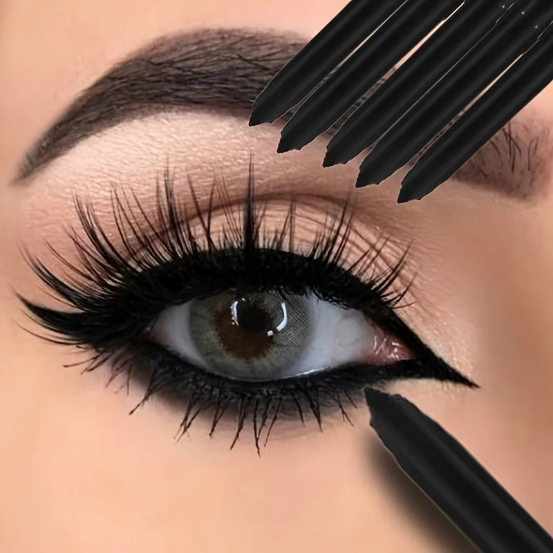 5 STKS Waterdichte Zwarte Eyeliner Gel Potlood Blijvende Natuurlijke Gemakkelijk Dragen Matte Sneldrogend Niet-Vlekkende Eyeliner Gel Pen Make-up