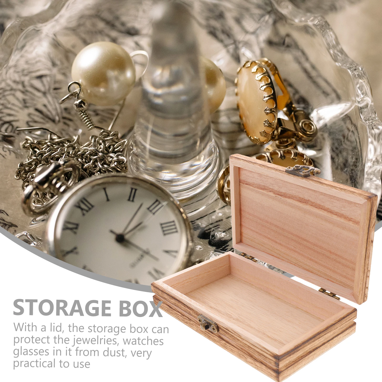 

Lid Wooden Storage Box Rustic Trinket Boxes Variety with Lids Child Glasses Case