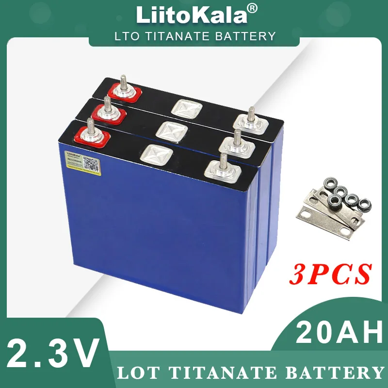 

3pcs LiitoKala 2.3V 20Ah Lithium Titanate battery LTO 10C 200A discharge DIY 12V 24V low temperature resistant batteries