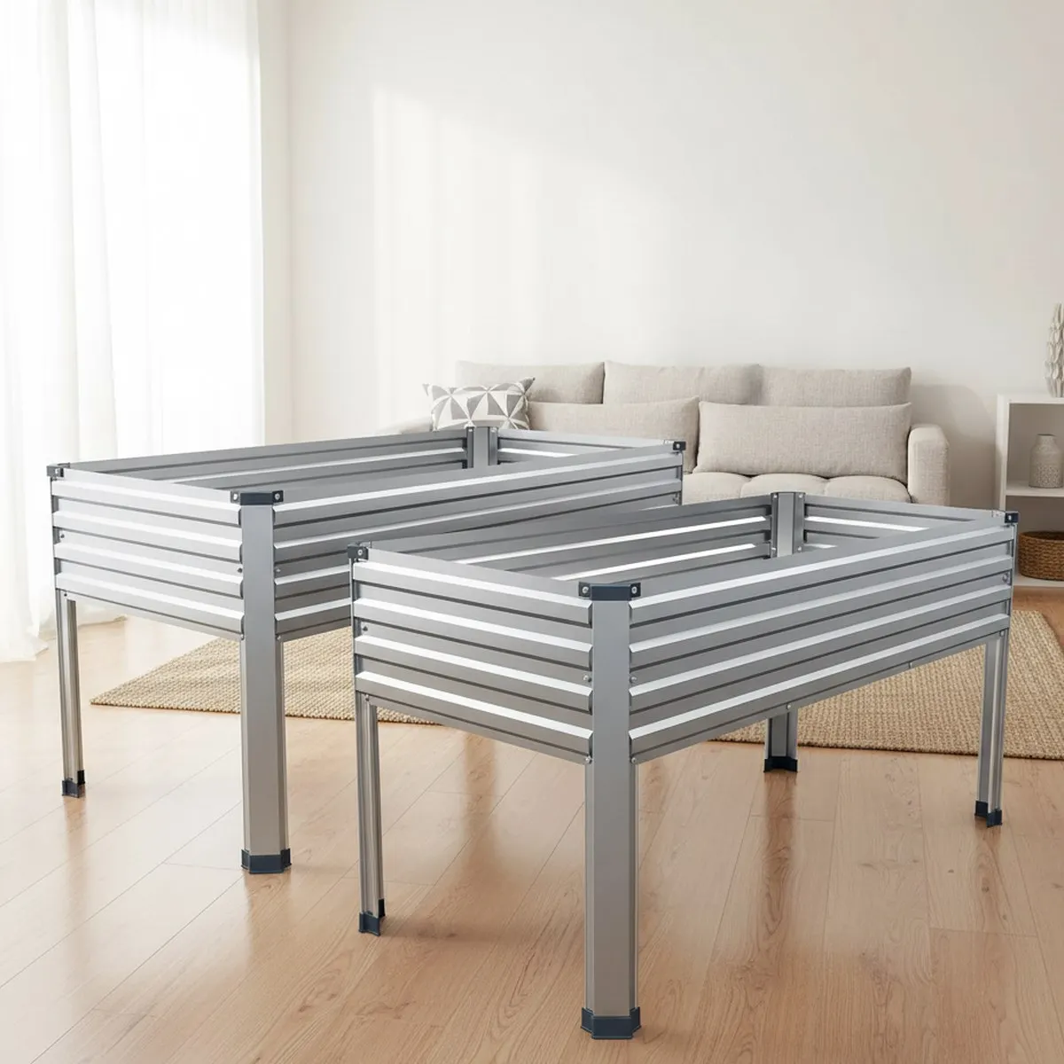 Galvanized Metal Raised Garden Bed 48x24x30in Outdoor Planter Box with Legs Backyard Patio Balcony