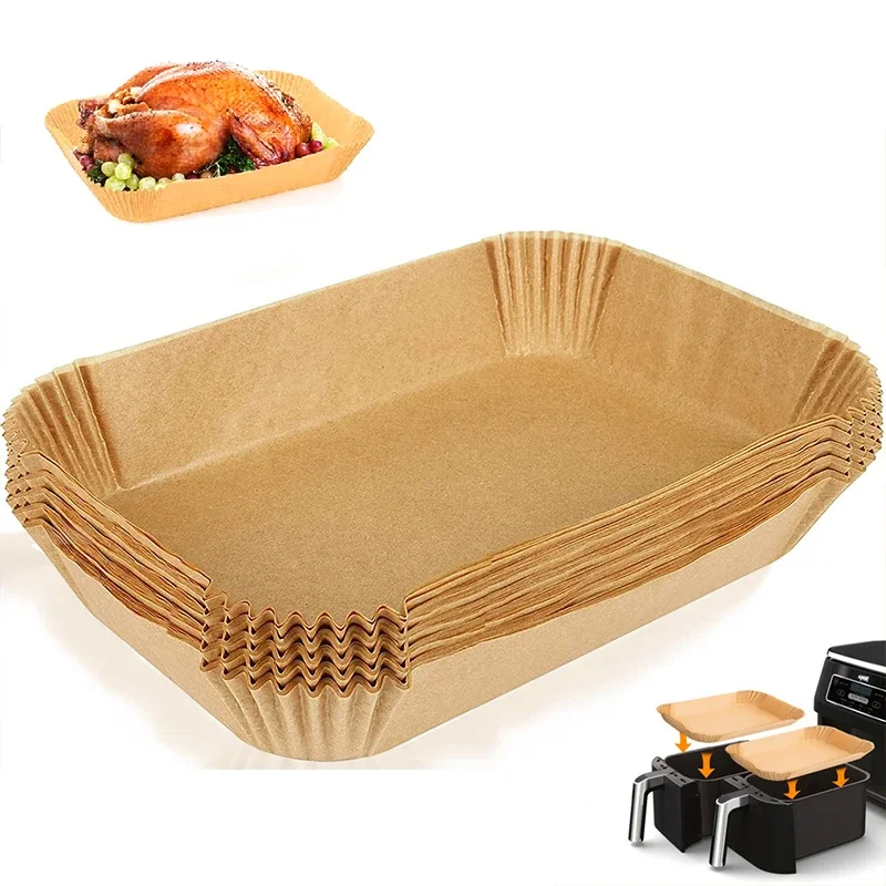 Airfryer rectangular desechable, revestimiento de papel para hornear, impermeable, a prueba de aceite, estera antiadherente para Ninja Foodi,