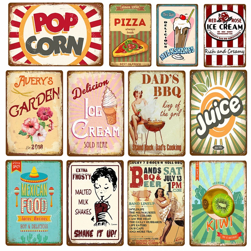 Mixed Random Shipment 10PCS Metal Sign Tin Painting Plate Art Poster Plaque Bathroom Bar Pub Club Wall Decor Plaque B1