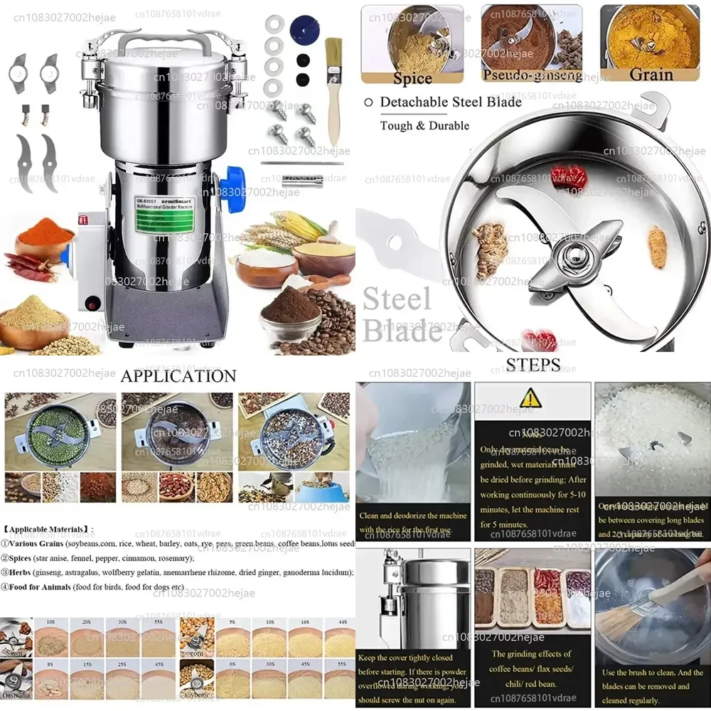 Big Capacity 800G Herb Grinder Coffee Machine Grain Spices Mill Medicine Wheat Mixer Dry Food Grinder