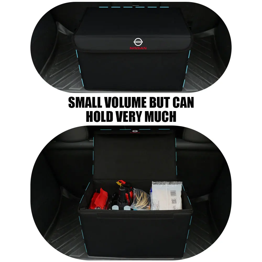 Leather Car Large Capacity Foldable Trunk Storage Box Sundries Organizer Bag For Nissan Nismo Tiida Teana GTR 350Z 370Z 240SX