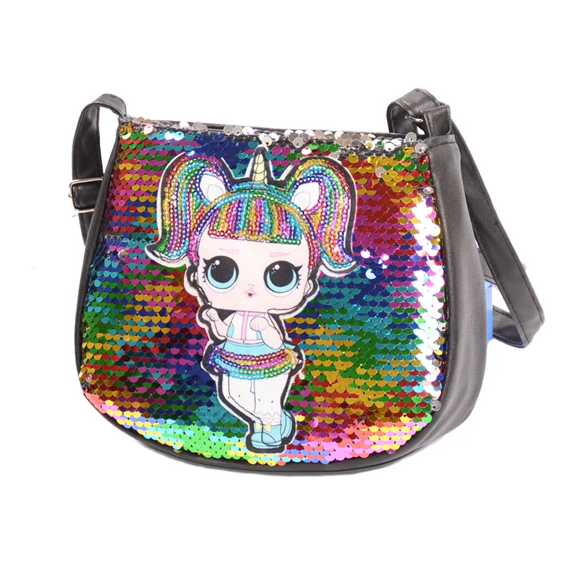 Children\'s Sequin Crossbody Bag Fashion Personality Cartoon Cute Doll Girl Casual Mini Bag Ideal Choice for Gifts