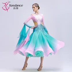 B-24220 Custom new international standard ballroom dance dress high quality ombre chiffon ballroom dance dresses for sale