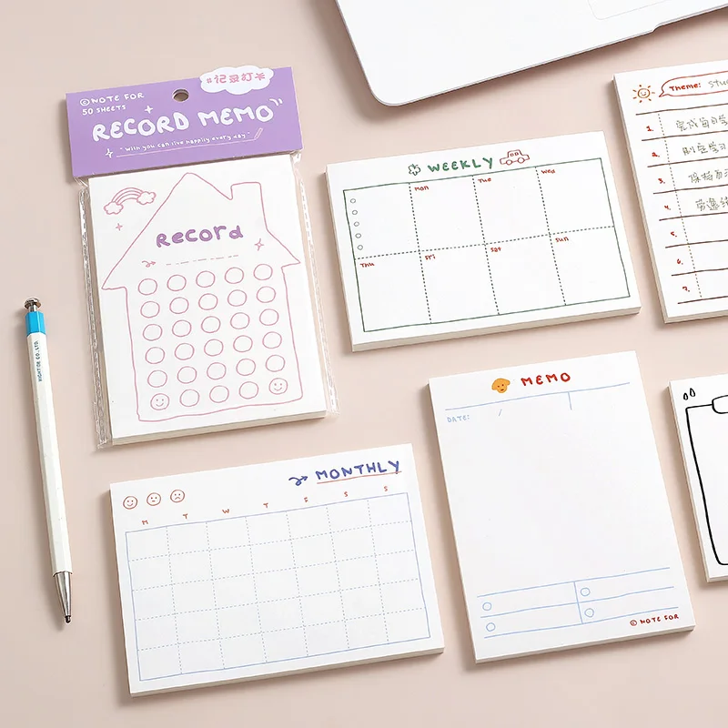 لوحة مذكرات ورقية كاواي ، ديكور سجل يومي وأسبوعي ، ملصق سكرابوكينغ ، ورق لطيف ، أدوات مكتبية مدرسية ، 50 ورقة