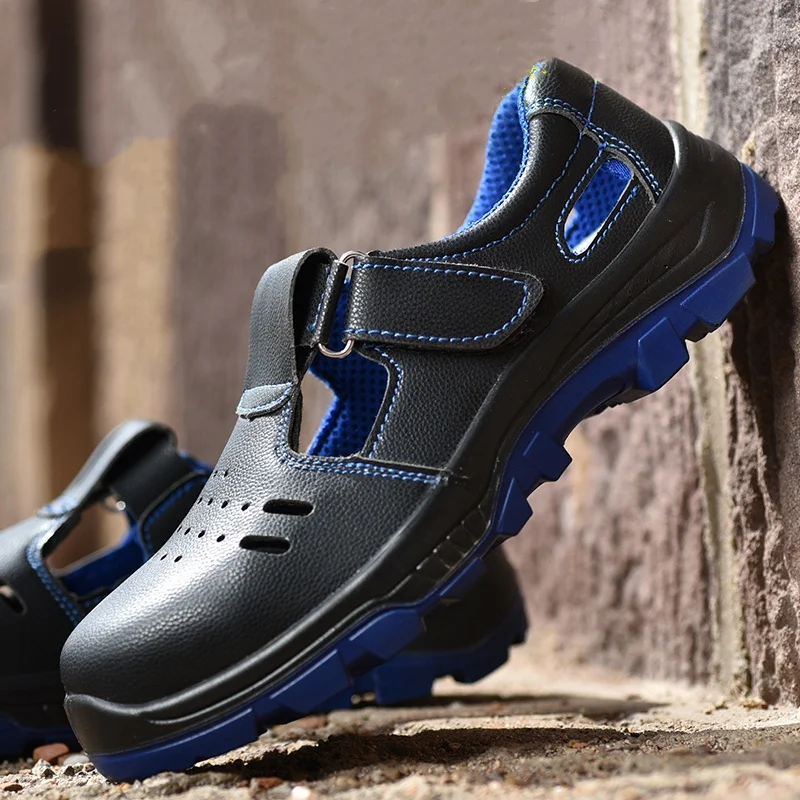 

plus size mens leisure steel toe caps work shoes soft leather summer safety shoe worker tooling security boots protect footwear