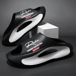 Lightweight EVA men's slide | Black and white cartoon design, exposed toes, comfortable all year round, casual indoor/outdoor us