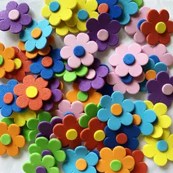 1bag/LOT,New 3D flower foam stickers Kindergarten Kids room Class decoration Spring arts crafts kit DIY toys Home ornament OEM