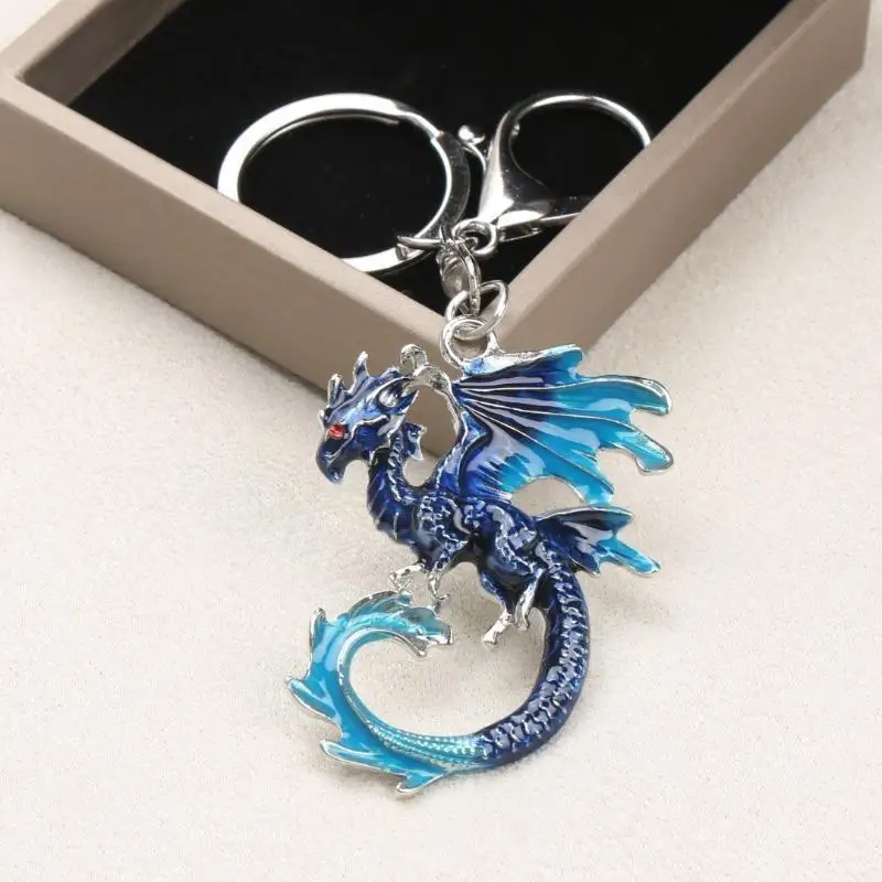 Langlebiges Metall-Fantasy-Drachen-Emaille-Schlüsselanhänger-Set Premium Wyvern-Schlüsselring Taschenanhänger für Autoschlüssel Halloween-Geschenk – Detail 1