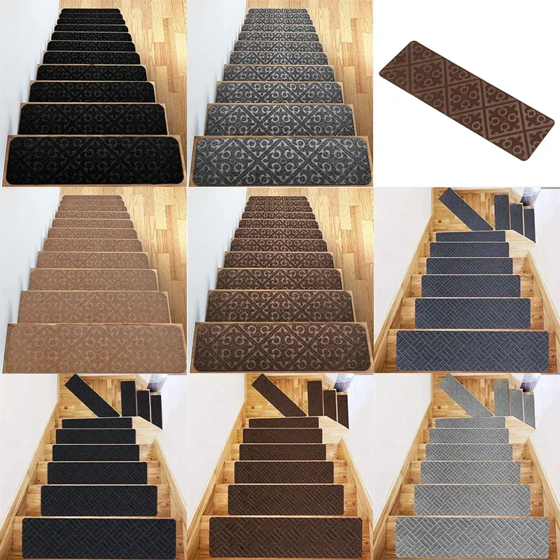 5PCS Self-adhesive Water Absorption Floor Mat Stair Tread Carpet Mat Soft Stripe Non-slip Safety Pad Household Bathroom Supplies