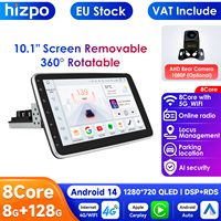 1 Din Android Car Stereo Radio 10.1 Rotate Touch Screen Removable for Universal Carplay GPS Navigation Bluetooth WIFI Autoradio
