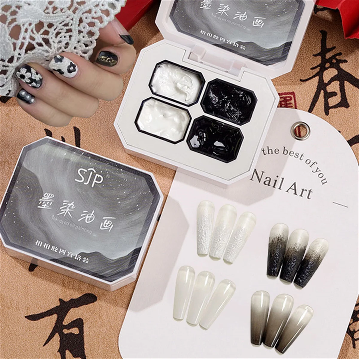 

1pc Ink dyed oil painting solid nail polish glue pat glue gypsum glue 3D gradual change gel nail art creation family salon