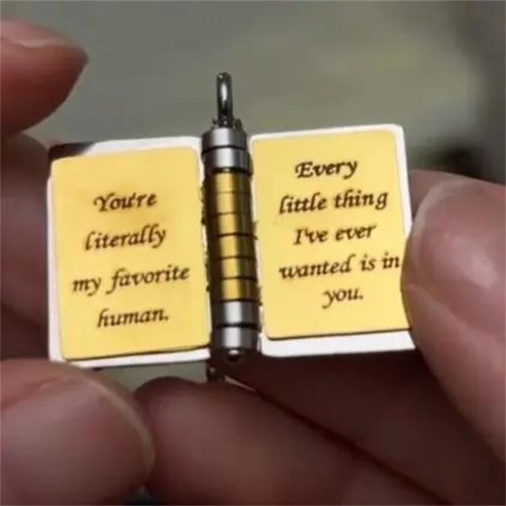 قلادة كتاب الحب المحفورة رسائل رومانسية كتاب المنجد قلادة القلائد لمحبي هدية عيد الحب النساء الرجال المجوهرات #4