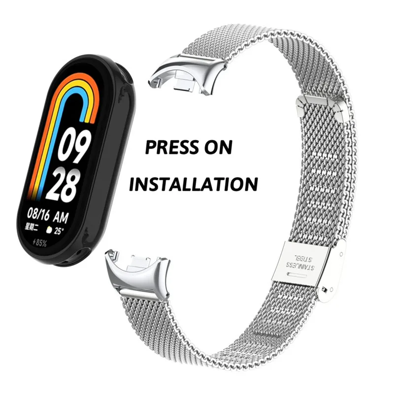 Xiaomi Mi Band 8 용 밀라노 루프 스트랩 스마트 Mi Band 8 팔찌 용 금속 마그네틱 팔찌 Miband9 스테인레스 스틸 시계 밴드