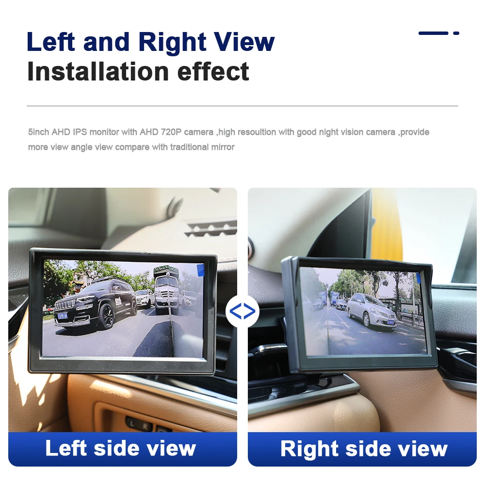 TEENRAM 5 Inch HD Mirror Monitor Car Digital Side View System with 720P Night Vision Camera Blind Spot Waterproof Accessories - Image 2